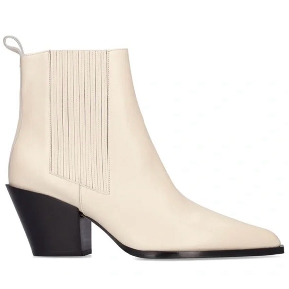 Aeyde • Kate Nappa Leather Cream Booties • Size 36 • 6 • Cowboy Boots